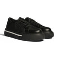 Prada Triangle Black Leather with White Lane Sneakers