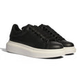 Alexander McQueen Black Leather White Platform Sneakers