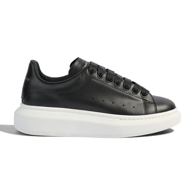 Alexander McQueen Black Leather White Platform Sneakers